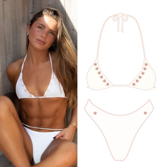 Frankie's Bikinis Other - NWT Reilly The Label White and Pink Heart Bikini Set